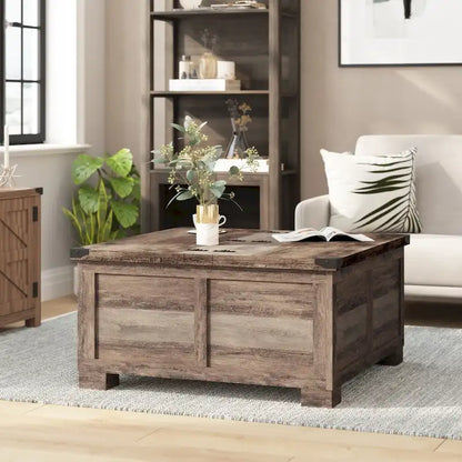Modern Farmhouse Coffee Table with Hidden Interior Storage