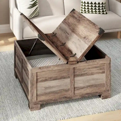 Modern Farmhouse Coffee Table with Hidden Interior Storage