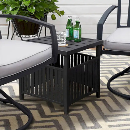 Patio Steel Bistro Leisure Coffee Table with Umbrella Hole