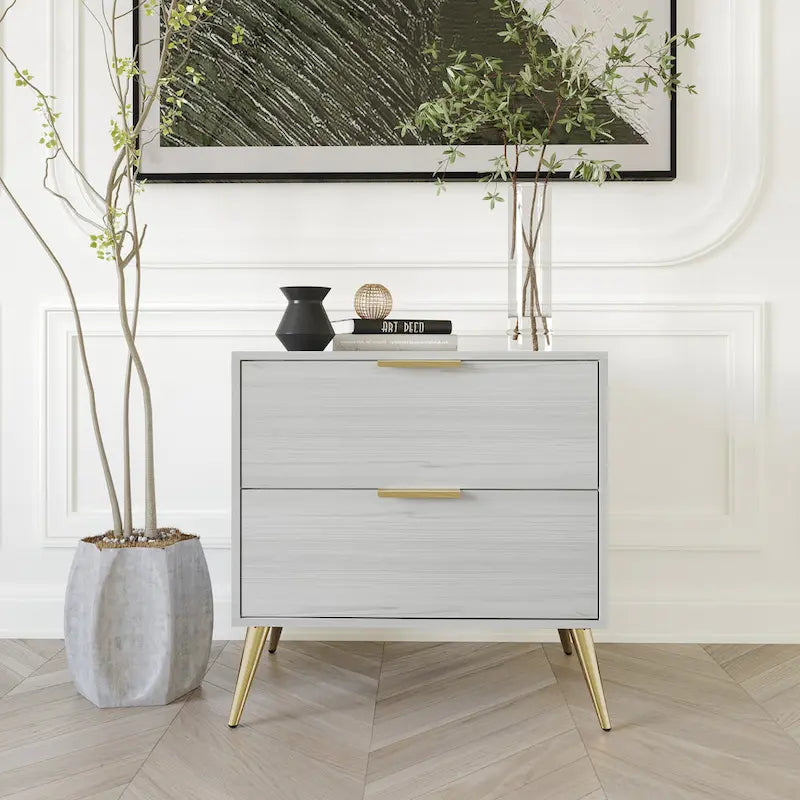 CraftPorch Contemporary 2-Drawers Wooden Nightstand