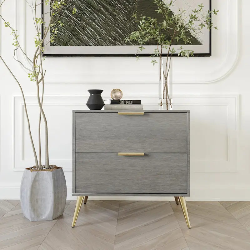 CraftPorch Contemporary 2-Drawers Wooden Nightstand