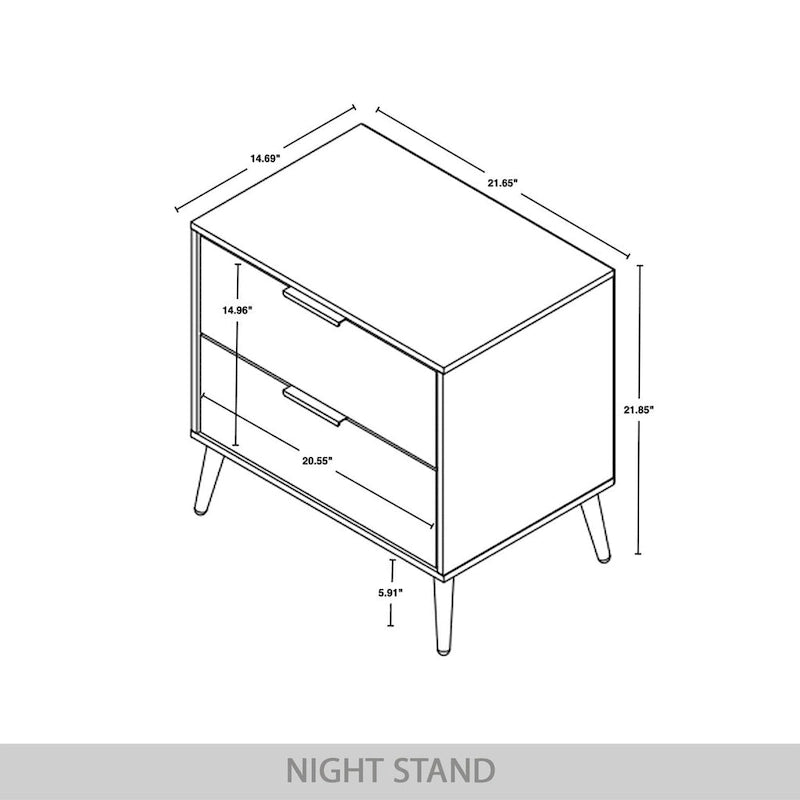 CraftPorch Contemporary 2-Drawers Wooden Nightstand