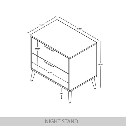 CraftPorch Contemporary 2-Drawers Wooden Nightstand