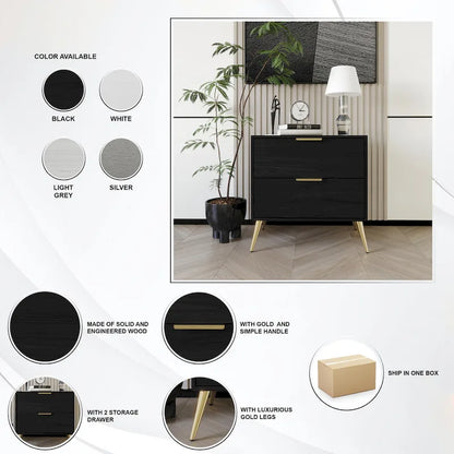 CraftPorch Contemporary 2-Drawers Wooden Nightstand