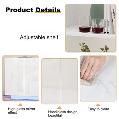 Buffet Cabinet with Storage Bar Cabinet LED light High Gloss Doors for Bedroom, Living Room