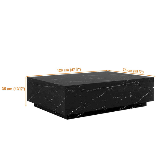 Faux Marble Solid Block Rectangular Coffee Table
