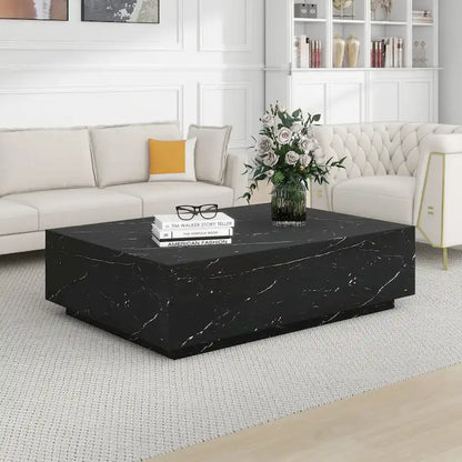 Faux Marble Solid Block Rectangular Coffee Table