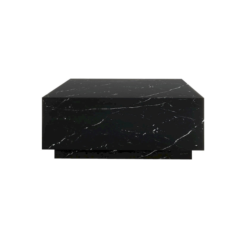 Faux Marble Solid Block Rectangular Coffee Table