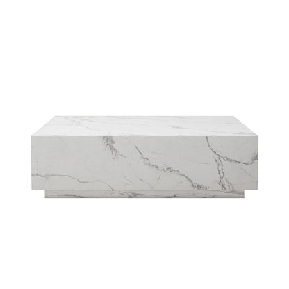 Faux Marble Solid Block Rectangular Coffee Table