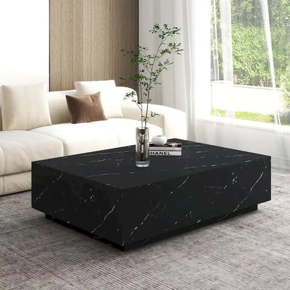 Faux Marble Solid Block Rectangular Coffee Table