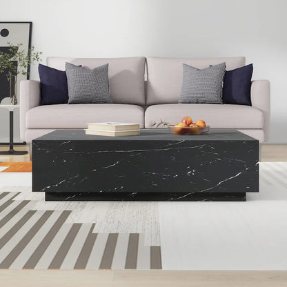 Faux Marble Solid Block Rectangular Coffee Table