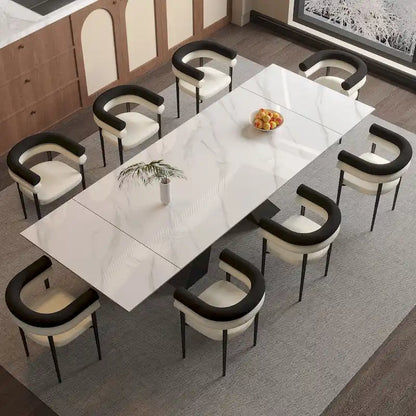 9 - Pieces Modern Minimalist 8 - Person Sintered Stone Extendable Dining Set