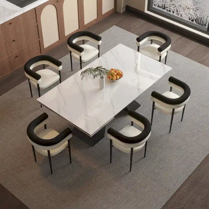 9 - Pieces Modern Minimalist 8 - Person Sintered Stone Extendable Dining Set