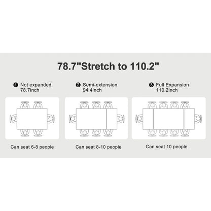 9 - Pieces Modern Minimalist 8 - Person Sintered Stone Extendable Dining Set