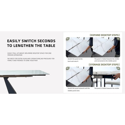 9 - Pieces Modern Minimalist 8 - Person Sintered Stone Extendable Dining Set