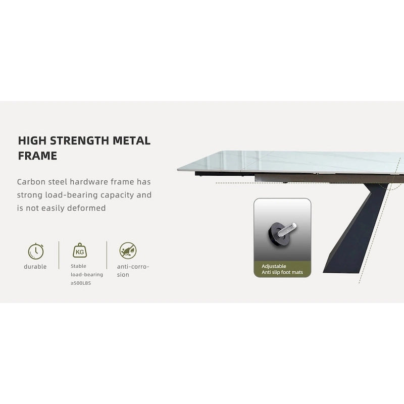 9 - Pieces Modern Minimalist 8 - Person Sintered Stone Extendable Dining Set