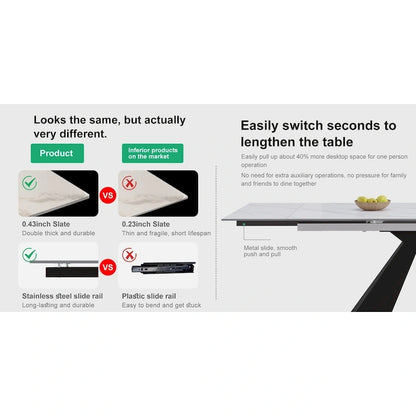 9 - Pieces Modern Minimalist 8 - Person Sintered Stone Extendable Dining Set