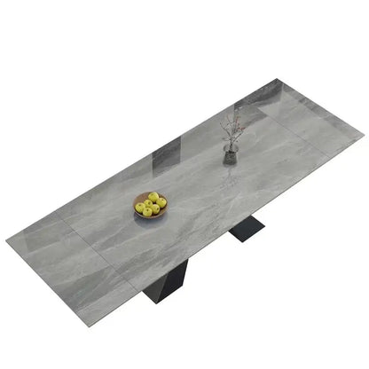 9 - Pieces Modern Minimalist 8 - Person Sintered Stone Extendable Dining Set