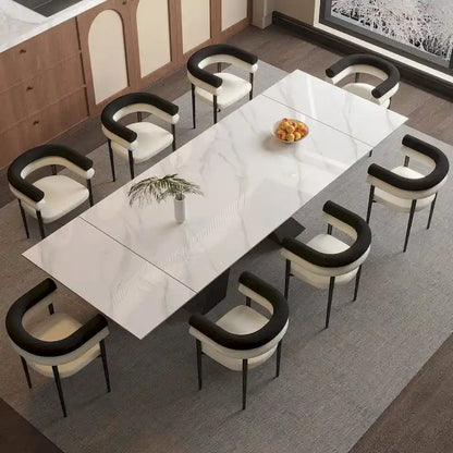 9 - Pieces Modern Minimalist 8 - Person Sintered Stone Extendable Dining Set