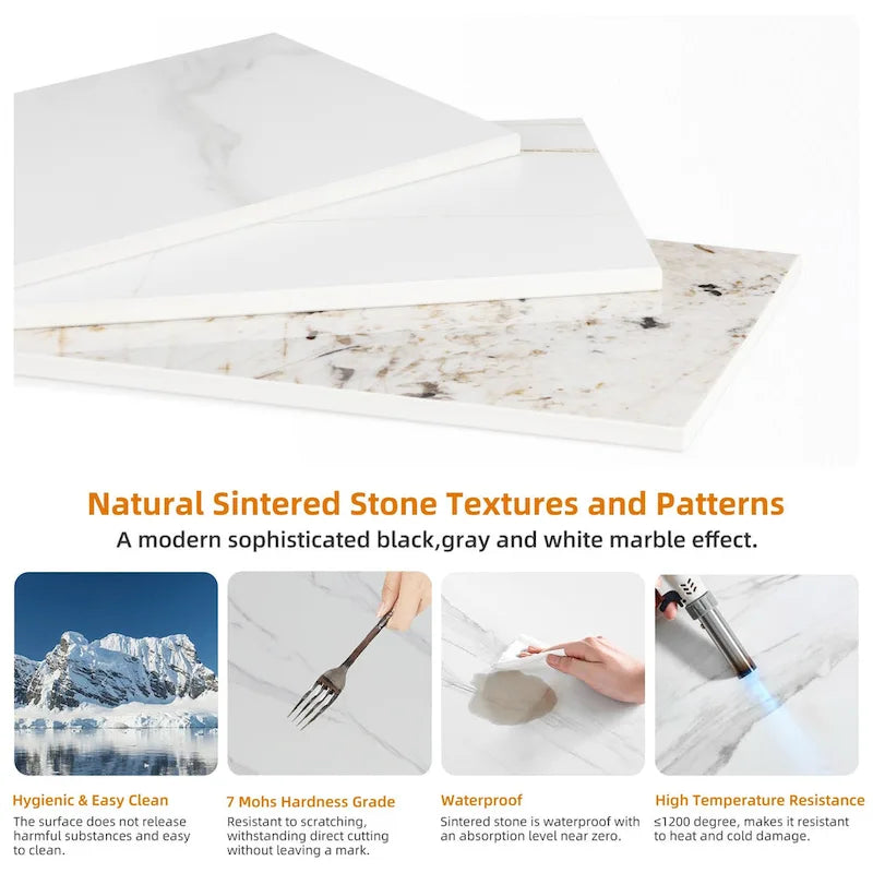 Marble Console Table 2 Tier with Metal Frame Sofa Storage Table - 47.2x11.8x30.7 inch