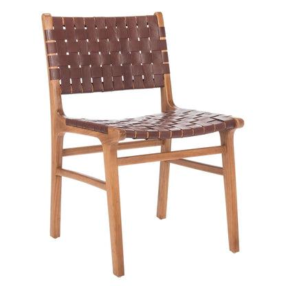 SAFAVIEH Hildred Woven Leather Dining Chair - Cognac / Natural - 20Wx22Dx33H
