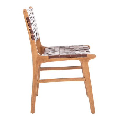 SAFAVIEH Hildred Woven Leather Dining Chair - Cognac / Natural - 20Wx22Dx33H