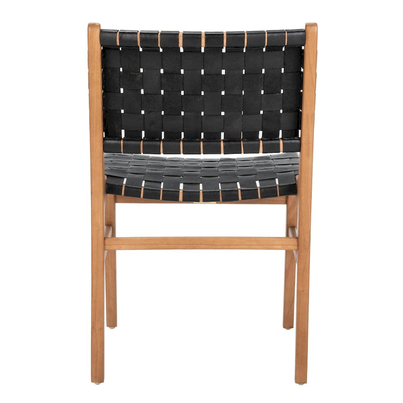 SAFAVIEH Hildred Woven Leather Dining Chair - Cognac / Natural - 20Wx22Dx33H