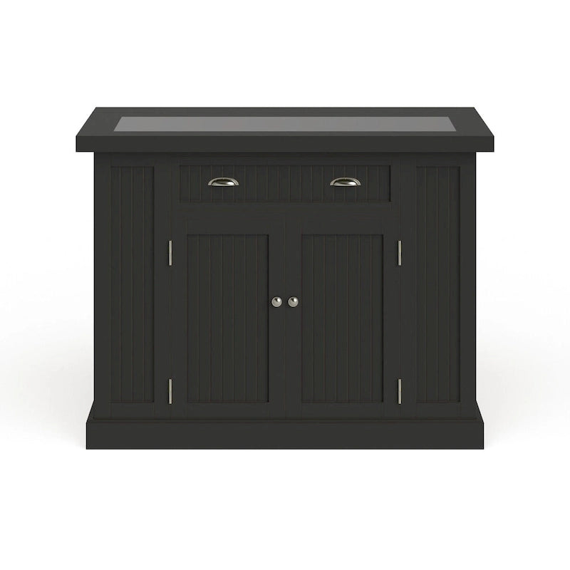 Nantucket Black Wood and Granite Inlay Kitchen Island
