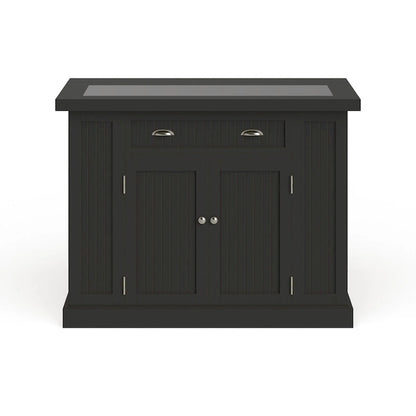 Nantucket Black Wood and Granite Inlay Kitchen Island