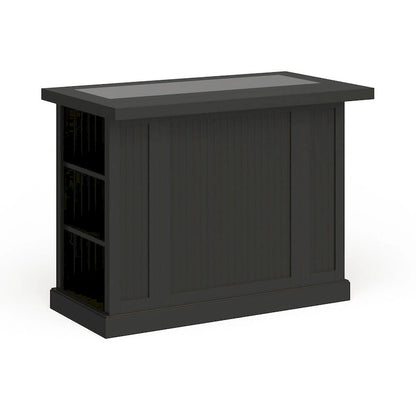 Nantucket Black Wood and Granite Inlay Kitchen Island