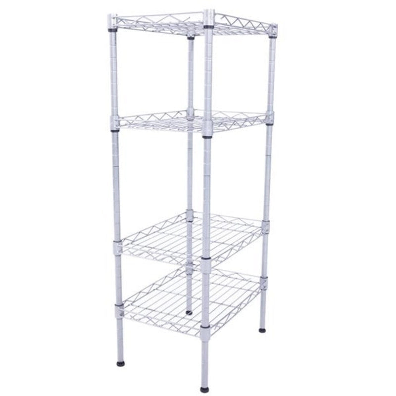 Rectangle Carbon Steel Metal Assembly 4-Shelf Storage Rack Silver Grey - 13.77 x 9.84 x 31.5