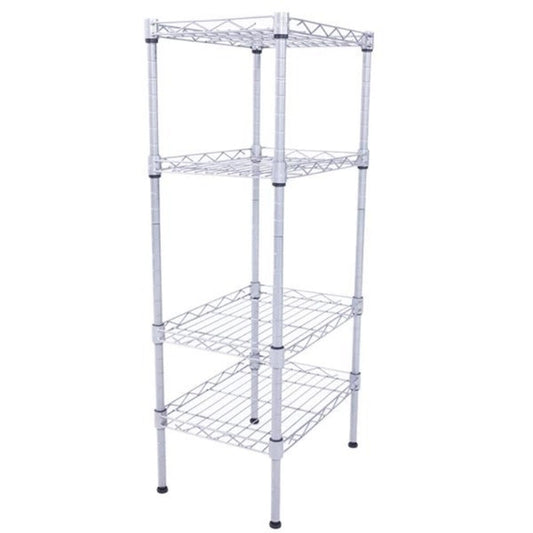 Rectangle Carbon Steel Metal Assembly 4-Shelf Storage Rack Silver Grey - 13.77 x 9.84 x 31.5