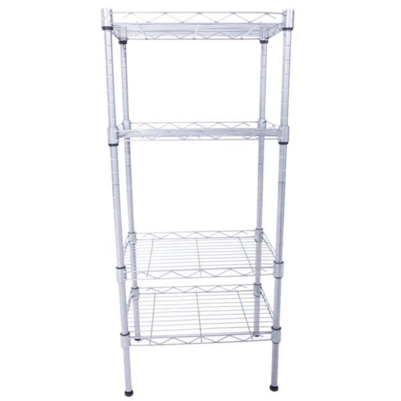Rectangle Carbon Steel Metal Assembly 4-Shelf Storage Rack Silver Grey - 13.77 x 9.84 x 31.5