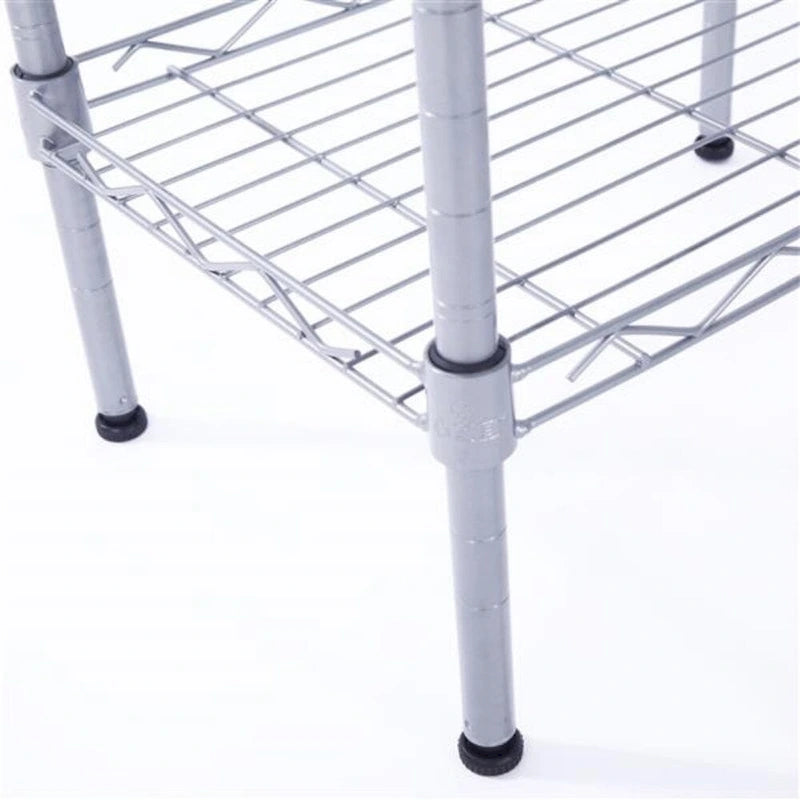 Rectangle Carbon Steel Metal Assembly 4-Shelf Storage Rack Silver Grey - 13.77 x 9.84 x 31.5