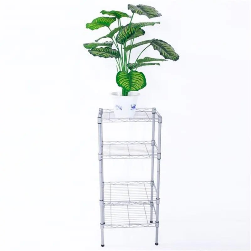 Rectangle Carbon Steel Metal Assembly 4-Shelf Storage Rack Silver Grey - 13.77 x 9.84 x 31.5