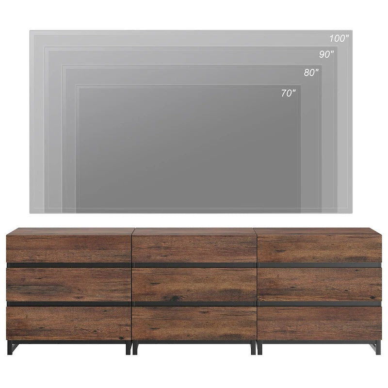 3 in 1 Modern Sideboard with 9 Drawers