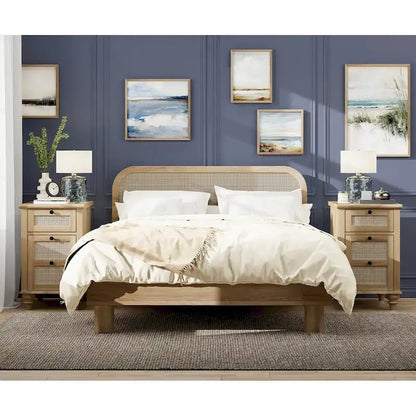 WAMPAT Farmhouse End Table with Charging Station, Wood Sofa Side Table