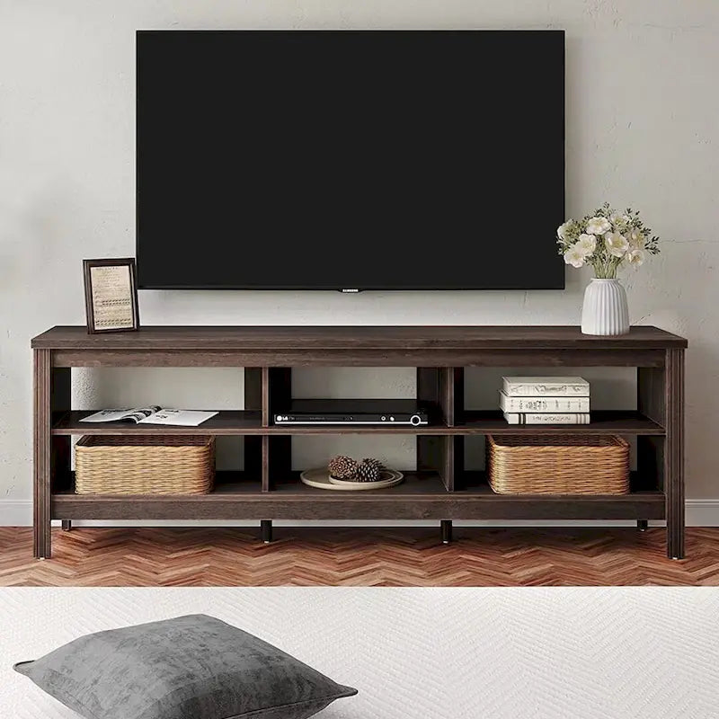 TV Stand for 75 Inch TV, Wood Entertainment Center with Storage, 70