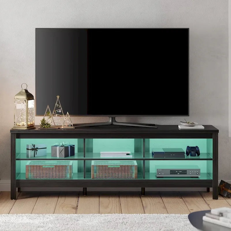 TV Stand for 75 Inch TV, Wood Entertainment Center with Storage, 70