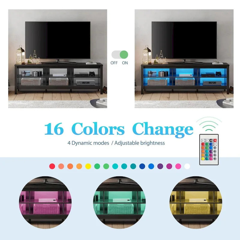 TV Stand for 75 Inch TV, Wood Entertainment Center with Storage, 70