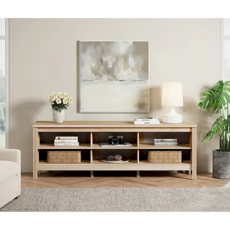 TV Stand for 75 Inch TV, Wood Entertainment Center with Storage, 70