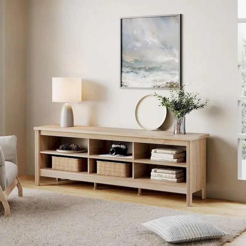 TV Stand for 75 Inch TV, Wood Entertainment Center with Storage, 70