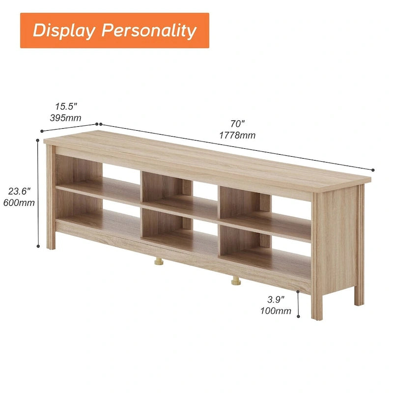 TV Stand for 75 Inch TV, Wood Entertainment Center with Storage, 70