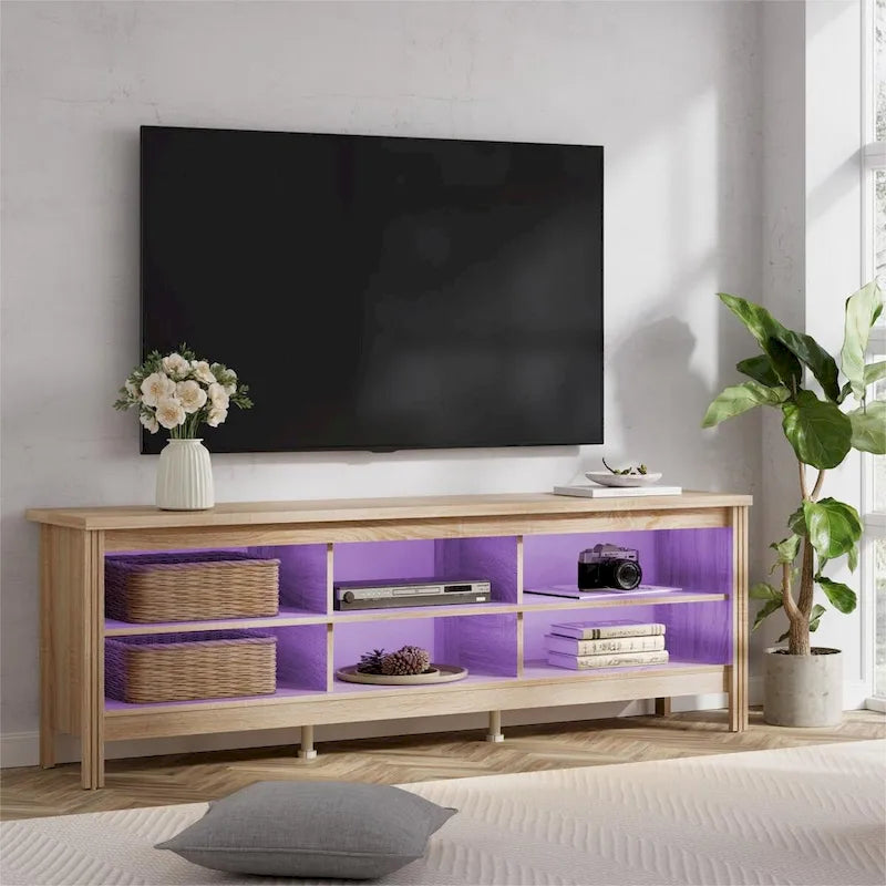 TV Stand for 75 Inch TV, Wood Entertainment Center with Storage, 70