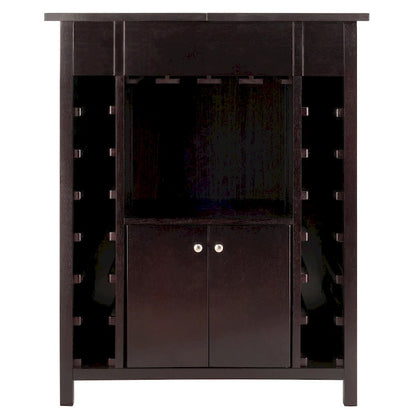 Wine Cabinet, Expandable Top, Espresso - 29.92 x 17.32 x 37.01 inches