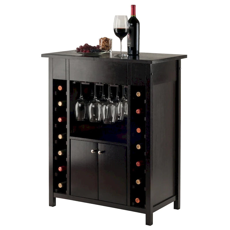 Wine Cabinet, Expandable Top, Espresso - 29.92 x 17.32 x 37.01 inches