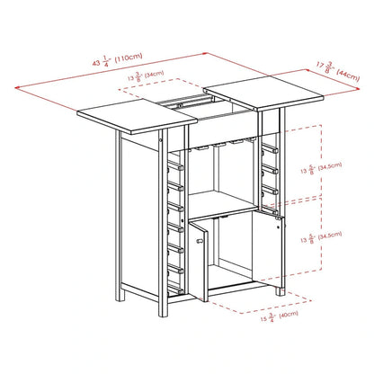 Wine Cabinet, Expandable Top, Espresso - 29.92 x 17.32 x 37.01 inches