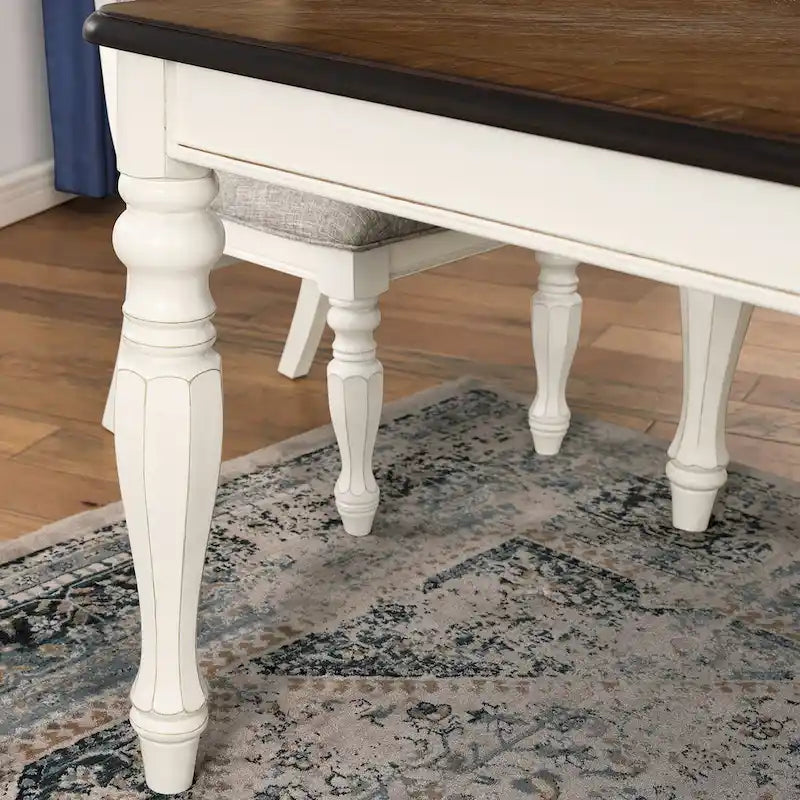 Roundhill Furniture Belleza French Country Dining Table, Antique White and Weathered Oak Finish