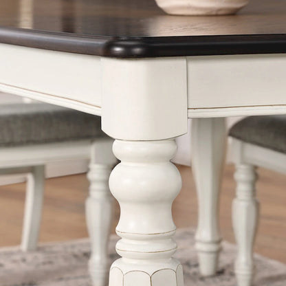 Roundhill Furniture Belleza French Country Dining Table, Antique White and Weathered Oak Finish