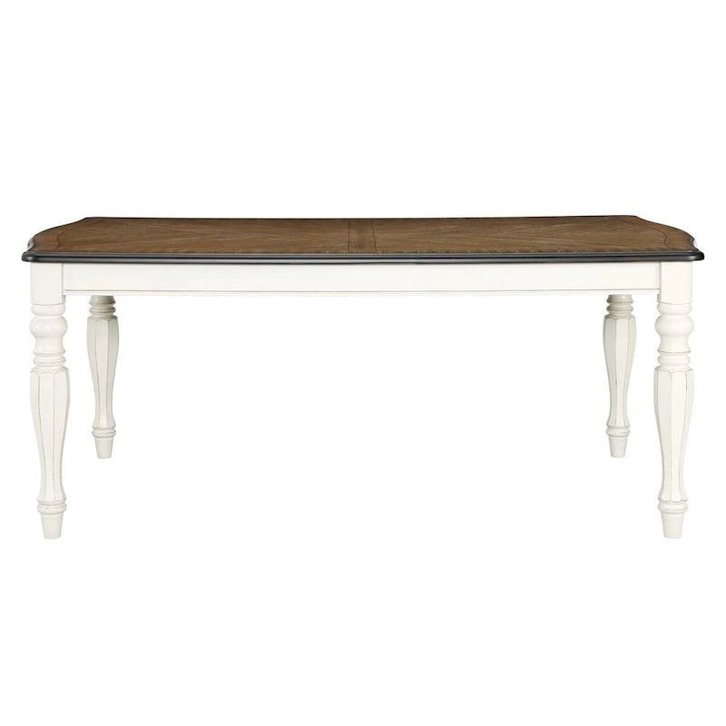 Roundhill Furniture Belleza French Country Dining Table, Antique White and Weathered Oak Finish